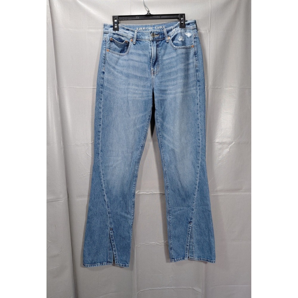 American Eagle 90s Bootcut Jeans Women's 8 Long Mid-Rise 100% Cotton Split Hem
